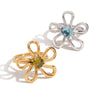 Wholesale Jewelry Stainless Steel Geometric Flower Ring With Multicolor Zirconium Electroplating For Women
