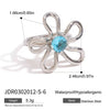 Wholesale Jewelry Stainless Steel Geometric Flower Ring With Multicolor Zirconium Electroplating For Women