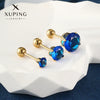 Wholesale Jewelry Stainless Steel Geometric Fourclaw Stud Earrings With Screw Twist Buckle And Blue Artificial Gem Electroplated For Women