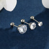 Wholesale Jewelry Stainless Steel Geometric Fourclaw Stud Earrings With Screw Twist Buckle And Blue Artificial Gem Electroplated For Women