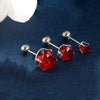 Wholesale Jewelry Stainless Steel Geometric Fourclaw Stud Earrings With Screw Twist Buckle And Blue Artificial Gem Electroplated For Women