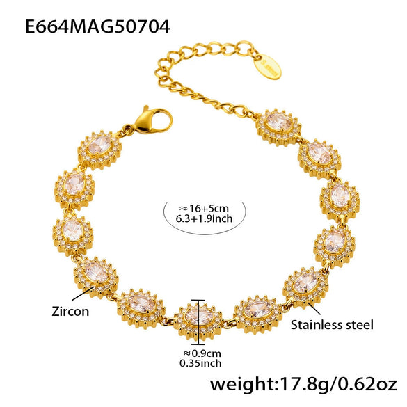 Wholesale Jewelry 316L Stainless Steel Geometric Fourleaf Flower Electroplating Women's Bracelet