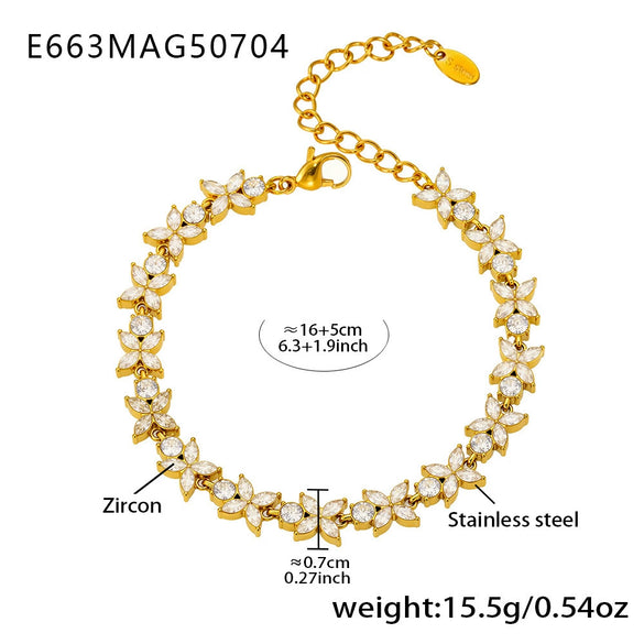 Wholesale Jewelry 316L Stainless Steel Geometric Fourleaf Flower Electroplating Women's Bracelet