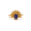 Wholesale Jewelry Stainless Steel Geometric French Retro Style Inlaid Lapis Open Ring For Women