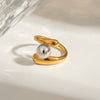 Wholesale Jewelry Stainless Steel Geometric Gold And Silver Color Matching Steel Ball Opening Ring Electroplated For Women