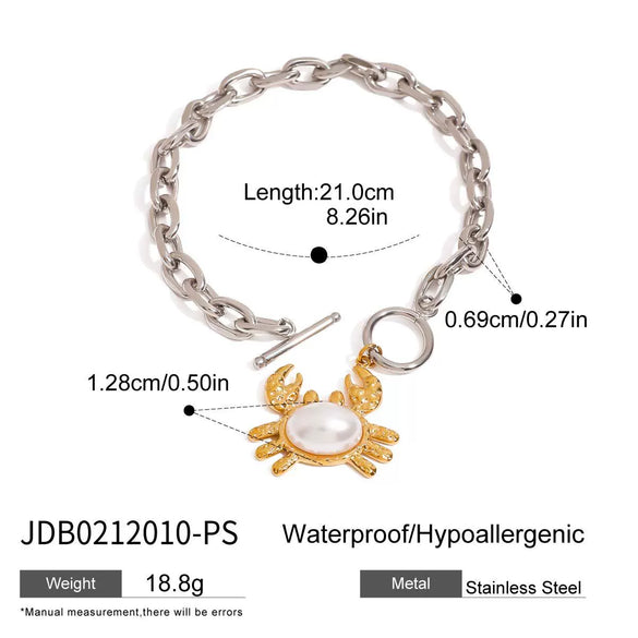 Wholesale Jewelry Stainless Steel Geometric Hammer Crab Pendant Bracelet With Gold And Silver Color Matching Electroplated For Women