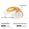 Wholesale Jewelry Stainless Steel Geometric Hammer Pattern Pearl Beads Open Ring With Electroplating For Women