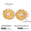 Wholesale Jewelry Stainless Steel Geometric Hammer Texture Flower Earrings Electroplated For Women