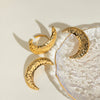 Wholesale Jewelry Stainless Steel Geometric Hammered Half Moon Earrings For Women Electroplated