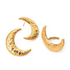Wholesale Jewelry Stainless Steel Geometric Hammered Half Moon Earrings For Women Electroplated