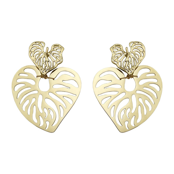Wholesale Jewelry Stainless Steel Geometric Heart Bohemian Style Electroplated Earrings For Female