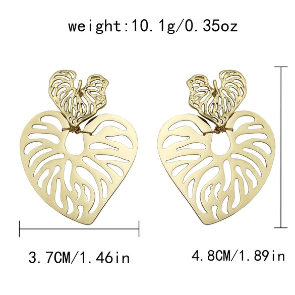 Wholesale Jewelry Stainless Steel Geometric Heart Bohemian Style Electroplated Earrings For Female