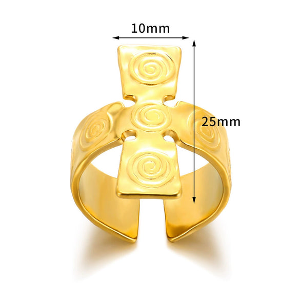 Wholesale Jewelry Stainless Steel Geometric Heart Bow Open Female Ring Electroplated