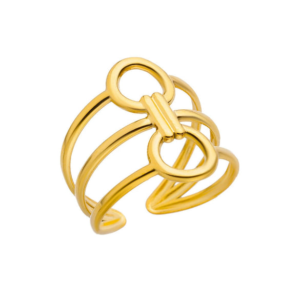 Wholesale Jewelry Stainless Steel Geometric Heart Bow Open Female Ring Electroplated