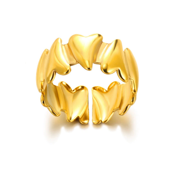 Wholesale Jewelry Stainless Steel Geometric Heart Bow Open Female Ring Electroplated