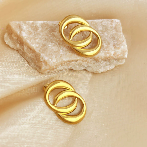 Wholesale Jewelry Stainless Steel Geometric Heart Electroplated Earrings Couple Style