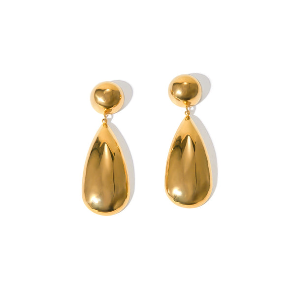 Wholesale Jewelry Stainless Steel Geometric Hemisphere Water Drop Pendant Earrings With Electroplating For Women