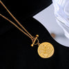 Wholesale Jewelry Stainless Steel Geometric Hiphop Style Round Pendant Necklace