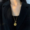 Wholesale Jewelry Stainless Steel Geometric Hiphop Style Round Pendant Necklace