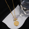 Wholesale Jewelry Stainless Steel Geometric Hiphop Style Round Pendant Necklace