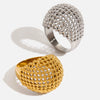 Wholesale Jewelry Stainless Steel Geometric Hollow Ball Ring Electroplated In Minimalist Modern Style