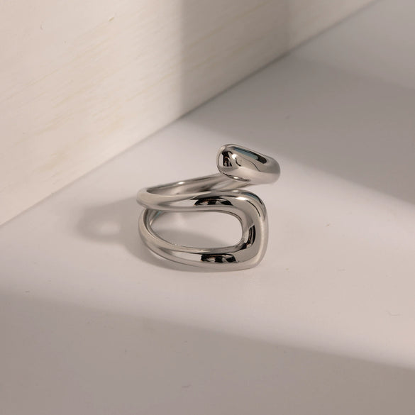 Wholesale Jewelry Stainless Steel Geometric Hollow Irregular Electroplated Nonfading Ring