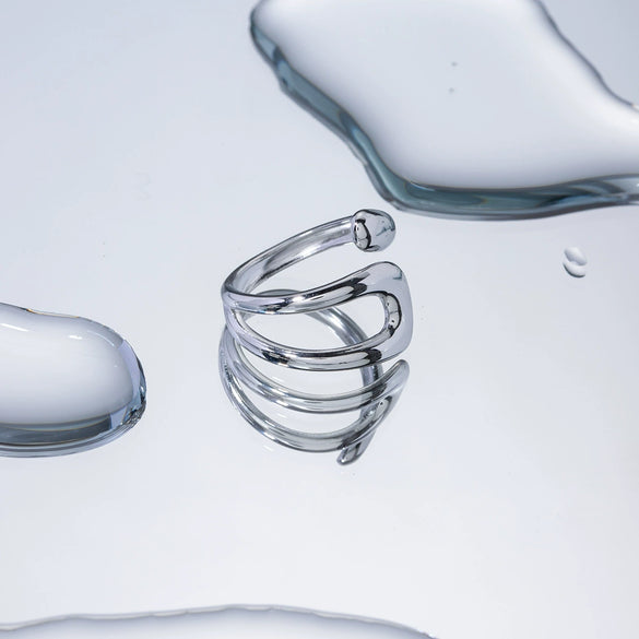 Wholesale Jewelry Stainless Steel Geometric Hollow Irregular Electroplated Nonfading Ring