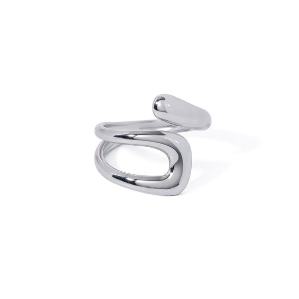 Wholesale Jewelry Stainless Steel Geometric Hollow Irregular Electroplated Nonfading Ring
