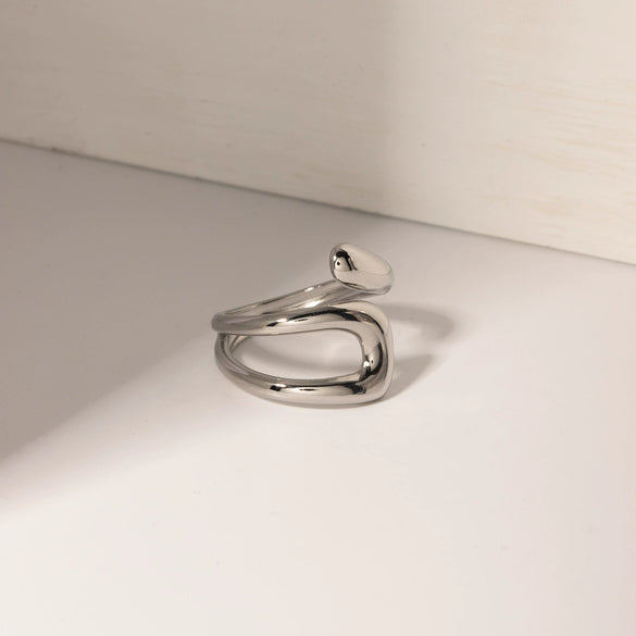 Wholesale Jewelry Stainless Steel Geometric Hollow Irregular Electroplated Nonfading Ring
