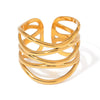 Wholesale Jewelry Stainless Steel Geometric Hollow Opening Ring Electroplated