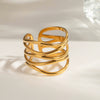 Wholesale Jewelry Stainless Steel Geometric Hollow Opening Ring Electroplated
