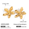 Wholesale Jewelry Stainless Steel Geometric Leaf Flower Hammered Electroplated Women's Earrings Ring