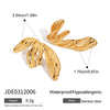 Wholesale Jewelry Stainless Steel Geometric Leaf Flower Hammered Electroplated Women's Earrings Ring