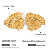 Wholesale Jewelry Stainless Steel Geometric Leaf Flower Hammered Electroplated Women's Earrings Ring