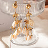 Wholesale Jewelry Stainless Steel Geometric Long Shell Tassel String Earrings For Women Electroplated