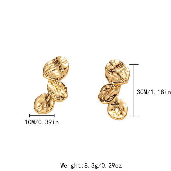 Wholesale Jewelry Stainless Steel Geometric Lotus Leaf Stitching Electroplated Earrings For Women