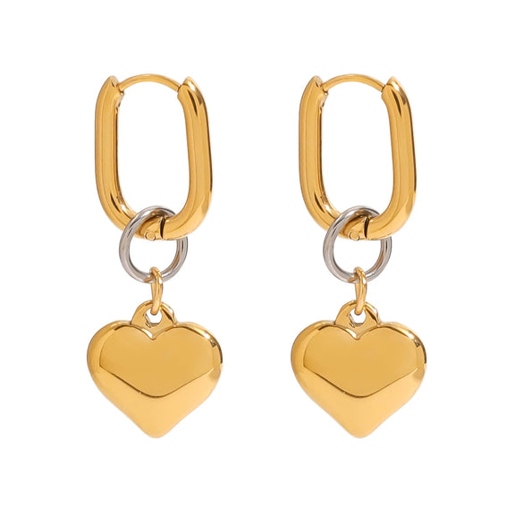 Wholesale Jewelry Stainless Steel Geometric Love Earrings With Gold And Silver Color Matching And Electroplating Design