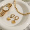 Wholesale Jewelry Stainless Steel Geometric Love Earrings With Gold And Silver Color Matching And Electroplating Design