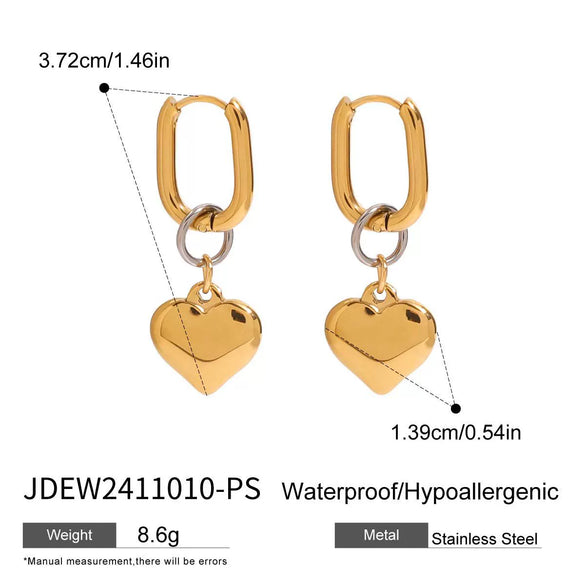 Wholesale Jewelry Stainless Steel Geometric Love Earrings With Gold And Silver Color Matching And Electroplating Design