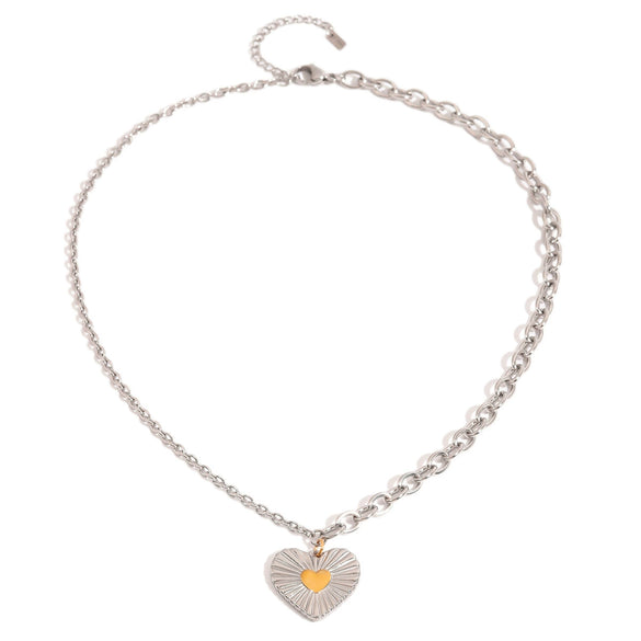 Wholesale Jewelry Stainless Steel Geometric Love Pendant Necklace With Electroplating And Gold And Silver Color Matching