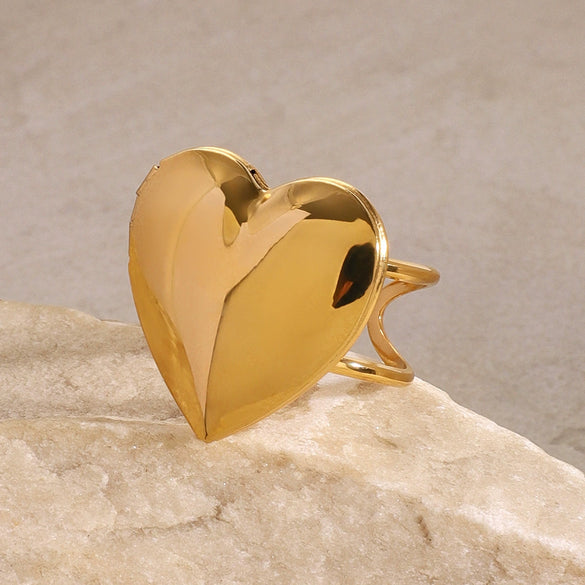 Wholesale Jewelry Stainless Steel Geometric Love Photo Box Ring With Electroplating And French Retro Style