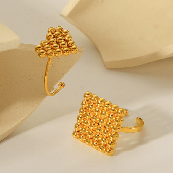 Wholesale Jewelry Stainless Steel Geometric Love Ring Electroplated For Women