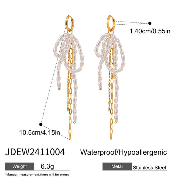 Wholesale Jewelry Stainless Steel Geometric Love Tassel Earrings Electroplated For Women