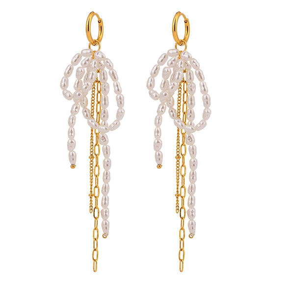 Wholesale Jewelry Stainless Steel Geometric Love Tassel Earrings Electroplated For Women