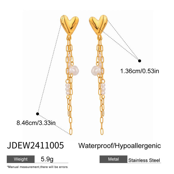 Wholesale Jewelry Stainless Steel Geometric Love Tassel Earrings Electroplated For Women