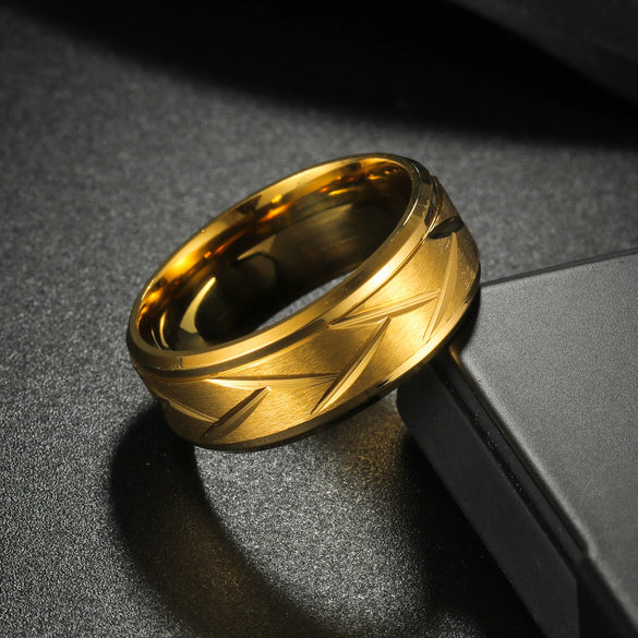Wholesale Jewelry Stainless Steel Geometric Men's Ring Electroplated