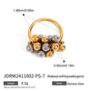 Wholesale Jewelry Stainless Steel Geometric Metal Ball Movable Grape String Ring Electroplated For Women