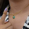 Wholesale Jewelry Stainless Steel Geometric Mint Green Ite Pendant Necklace For Women With Electroplated Curly Chain