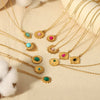 Wholesale Jewelry Stainless Steel Geometric Mixed Gemstone Setting Electroplated O Word Chain Necklace For Women