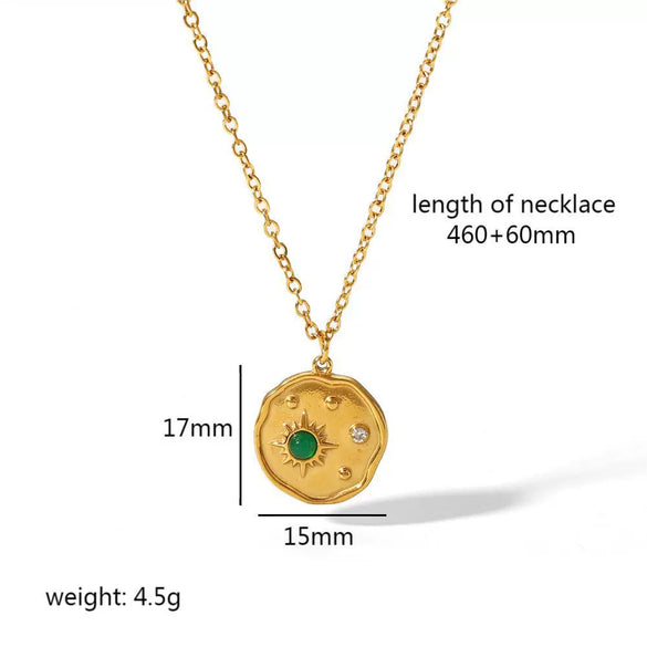 Wholesale Jewelry Stainless Steel Geometric Mixed Gemstone Setting Electroplated O Word Chain Necklace For Women